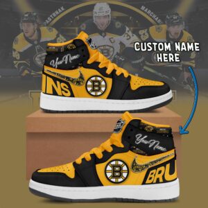 Boston Bruins NHL Personalized AJ1 Sneakers Jordan 1 Shoes For Fan JWG1040