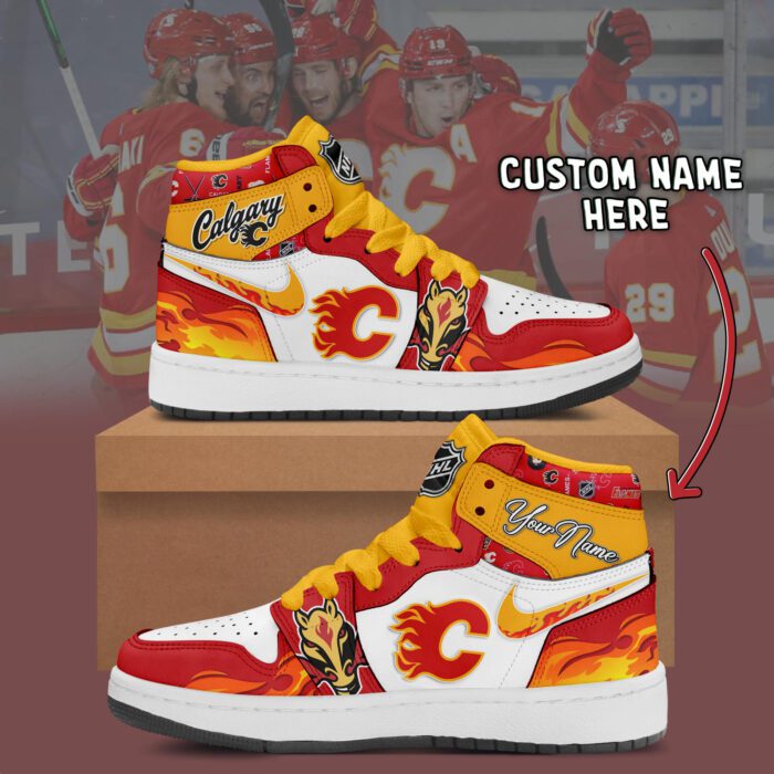 Calgary Flames NHL Personalized AJ1 Sneakers Jordan 1 Shoes For Fan JWG1037