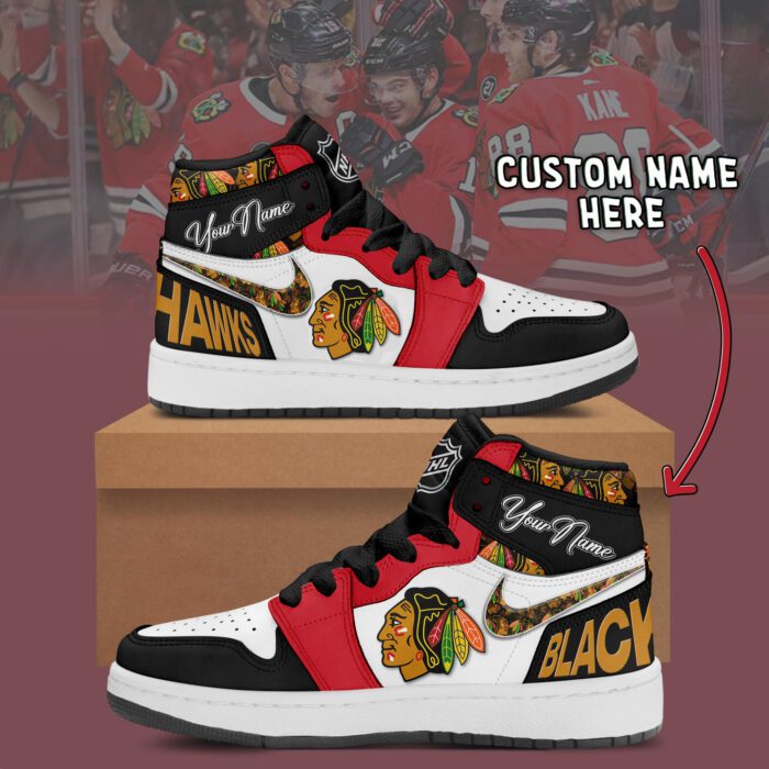 Chicago Blackhawks NHL Personalized AJ1 Sneakers Jordan 1 Shoes For Fan JWG1036