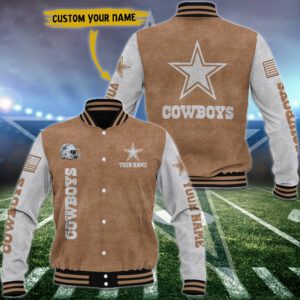 Dallas Cowboys Brown Baseball Jacket Custom Name WBJ1008