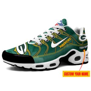 Green Bay Packers NFL Gradient Swoosh Personalized Air Max Plus TN Shoes TN2501