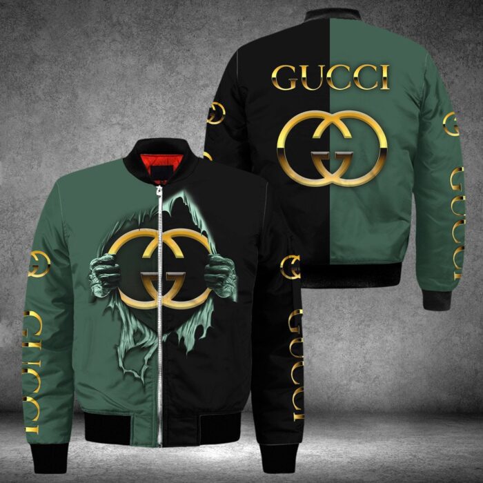 Gucci Black Green Bomber Jacket BJS1031