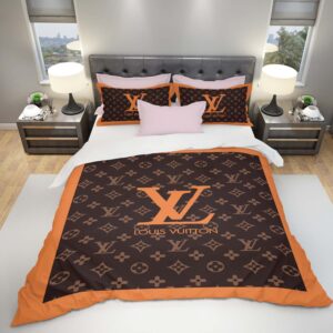 LV Orange Luxury Bedding Set Bedroom Decor BSL1007