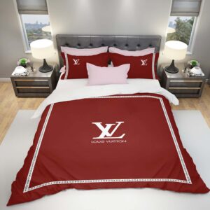 LV Red Luxury Bedding Set Bedroom Decor BSL1008