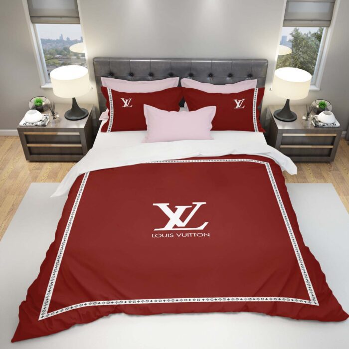 LV Red Luxury Bedding Set Bedroom Decor BSL1008