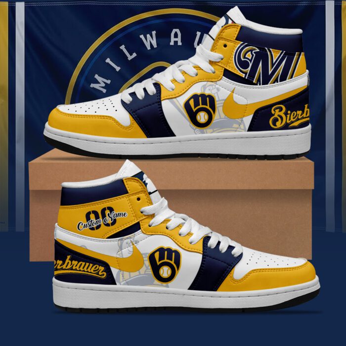 Milwaukee Brewers MLB AJ1 Sneakers Jordan 1 Shoes For Fan JWG1015