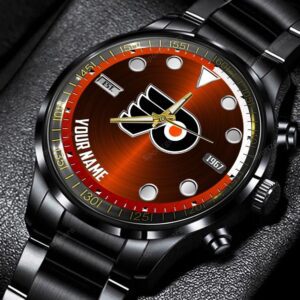 Philadelphia Flyers Custom Name NHL Black Stainless Steel Watch BW1879
