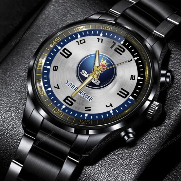 Saab Automobile Cars Black Stainless Steel Watch 2024 BW2044