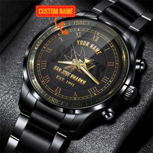 San Jose Sharks NHL Fashion Black Stainless Steel Watch 2024 Collection For Fan BW1911