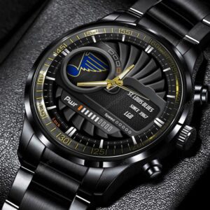 St . Louis Blues NHL Power Personalized Black Stainless Steel Watch BW1850