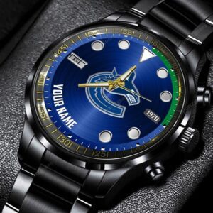 Vancouver Canucks Custom Name NHL Black Stainless Steel Watch BW1884