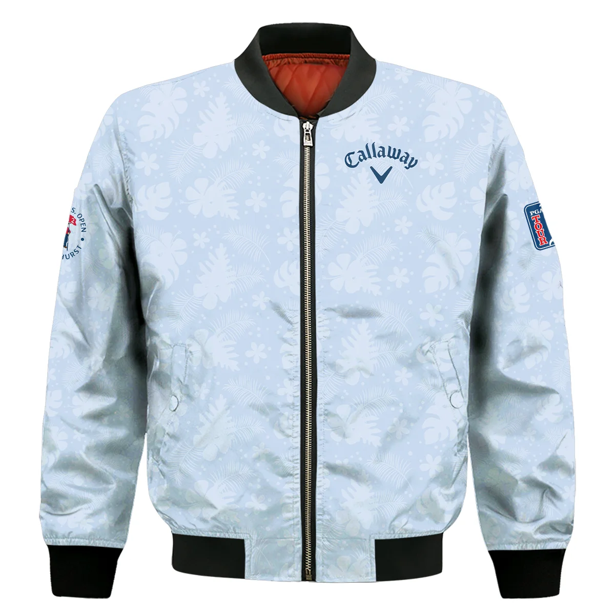 124th U.S. Open Pinehurst Callaway Golf Bomber Jacket Light Blue Pastel Floral Hawaiian Pattern Bomber Jacket GBJ1348