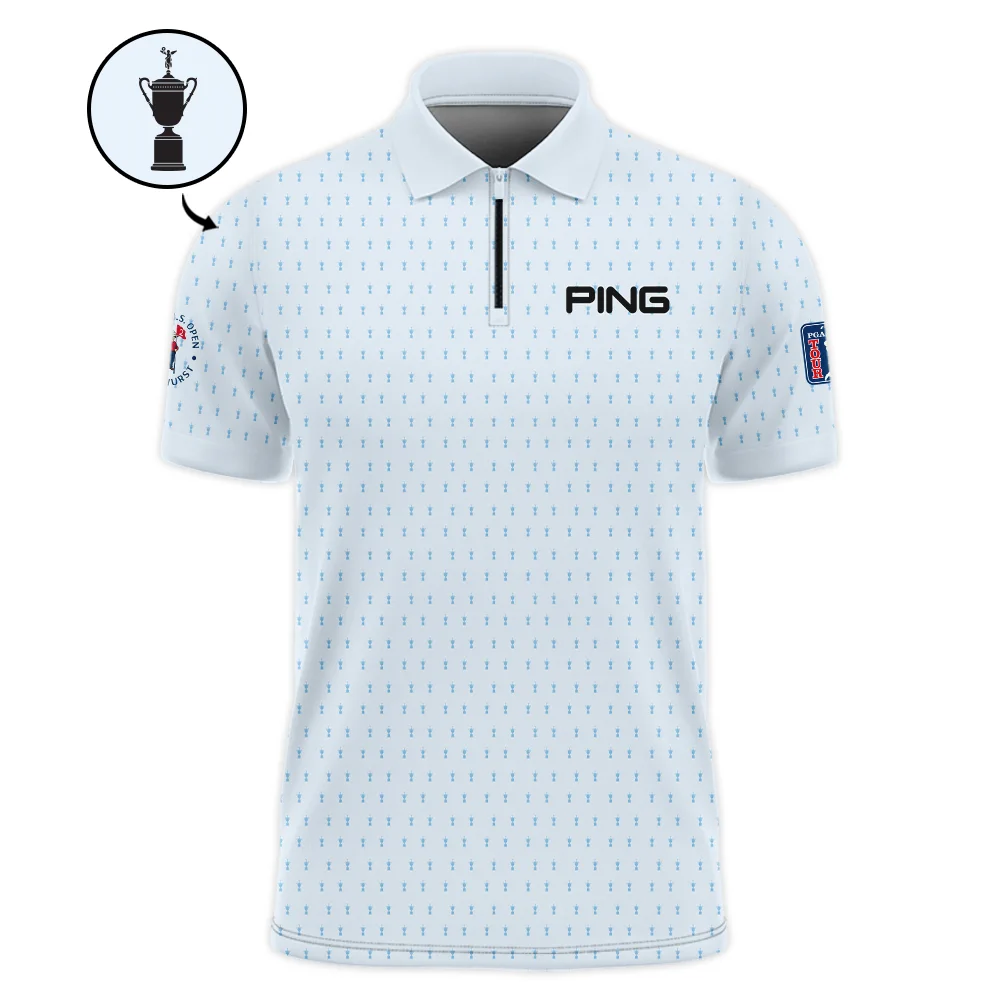 124th U.S. Open Pinehurst Ping Zipper Polo Shirt Sports Pattern Cup Color Light Blue ZPL1932