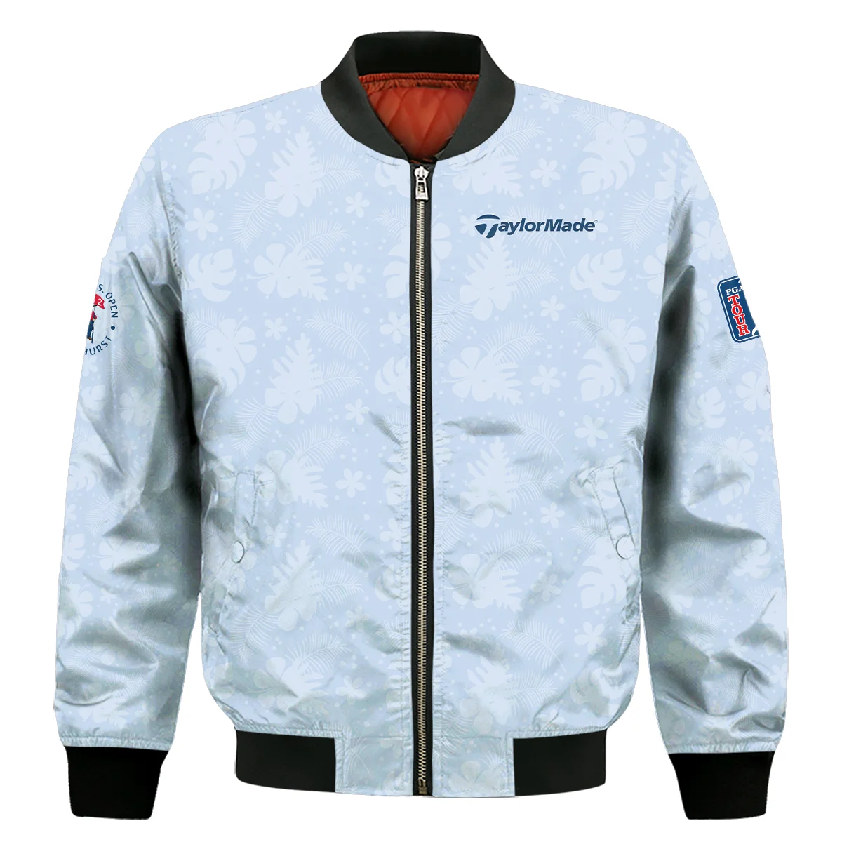 124th U.S. Open Pinehurst Taylor Made Golf Bomber Jacket Light Blue Pastel Floral Hawaiian Pattern Bomber Jacket GBJ1355