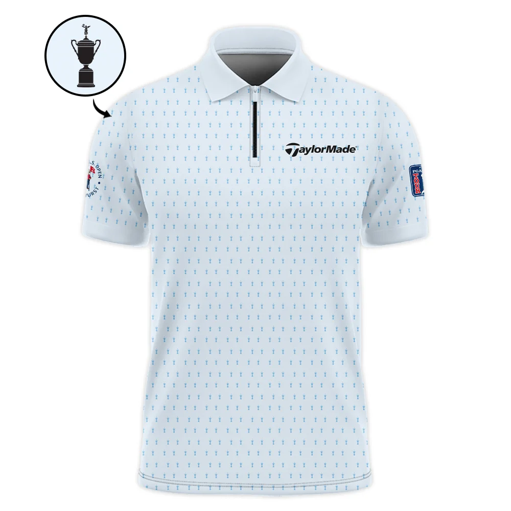 124th U.S. Open Pinehurst Taylor Made Zipper Polo Shirt Sports Pattern Cup Color Light Blue ZPL1931