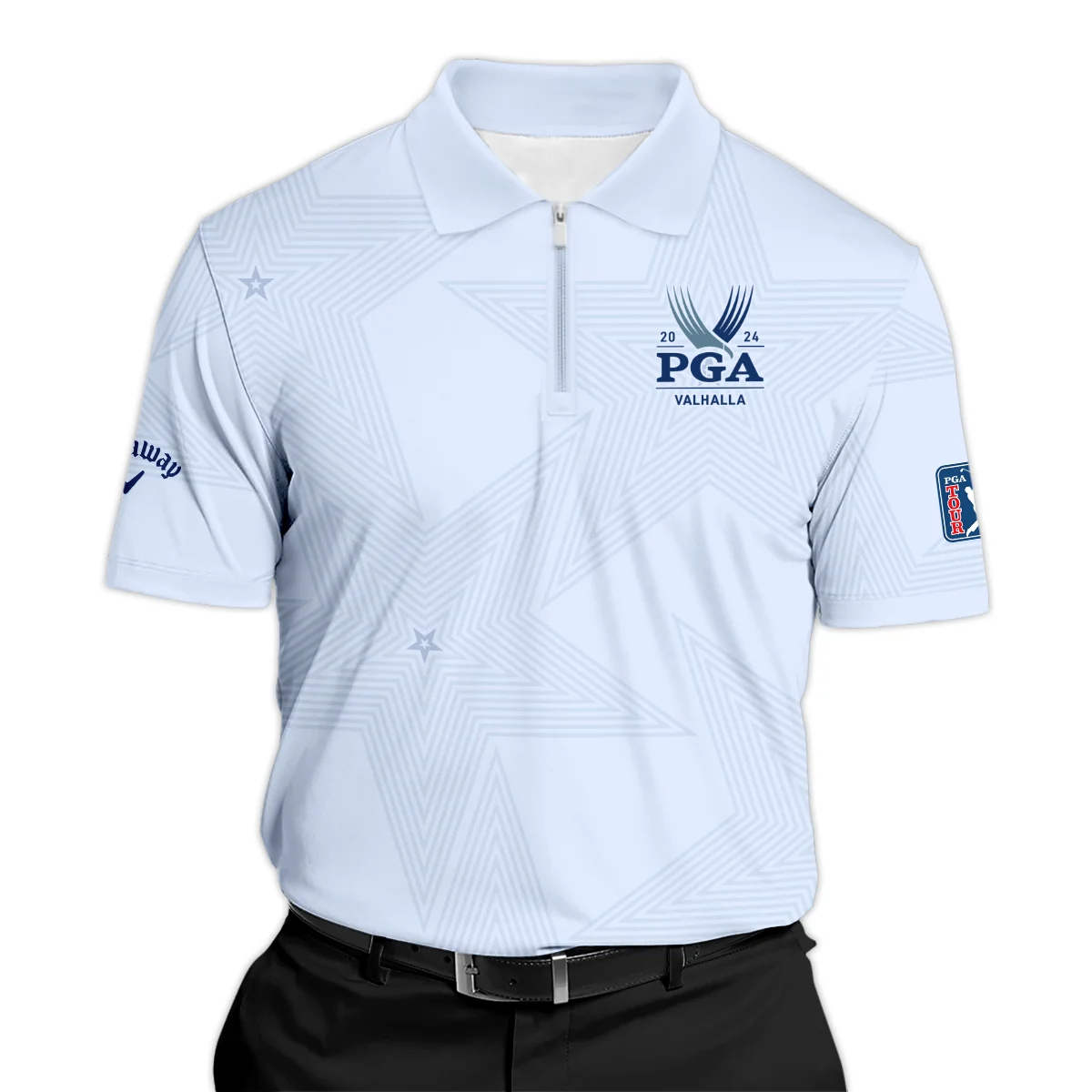 2024 PGA Championship Golf Sport Callaway Zipper Polo Shirt Sports Star Sripe Lavender Mist Zipper Polo Shirt ZPL1920