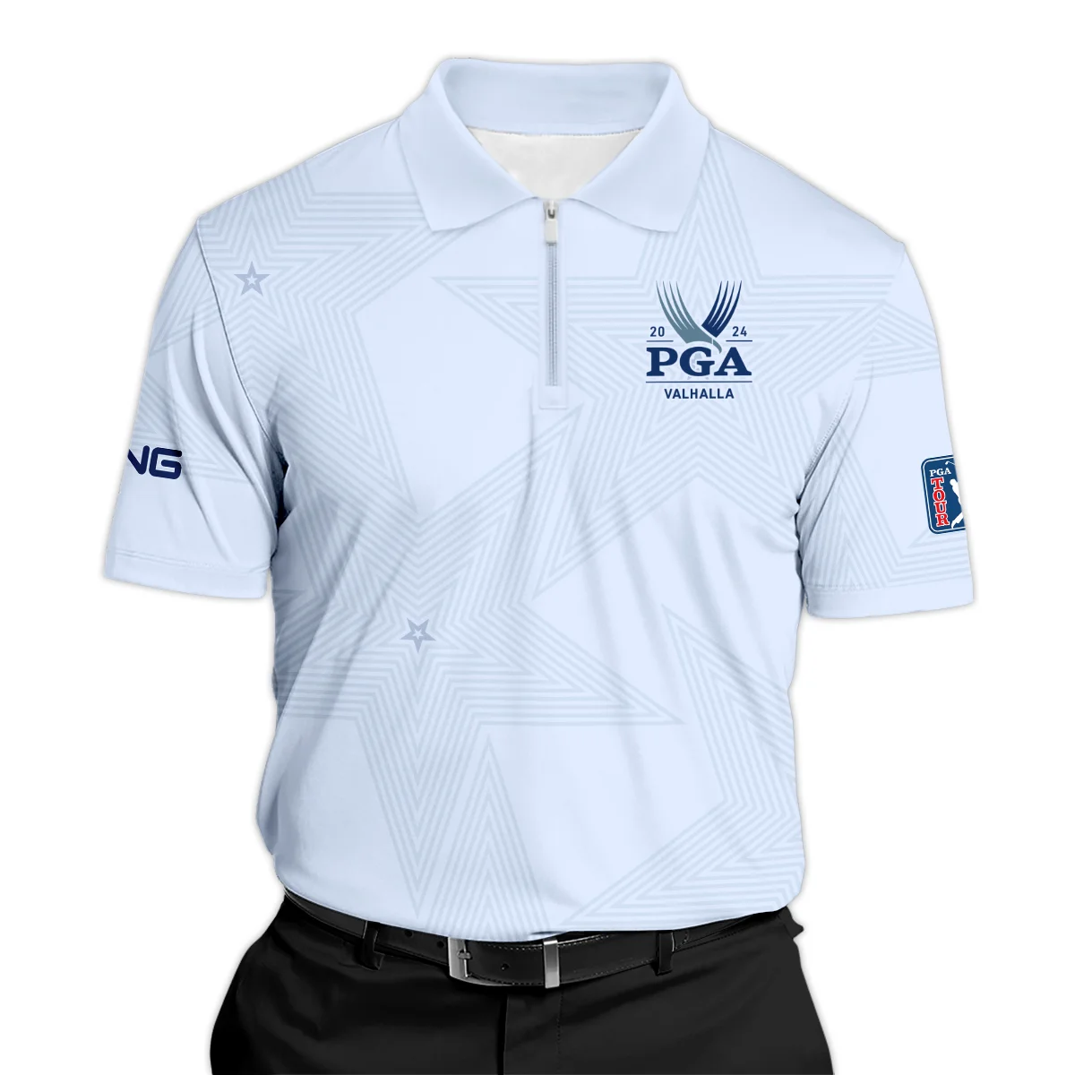 2024 PGA Championship Golf Sport Ping Zipper Polo Shirt Sports Star Sripe Lavender Mist Zipper Polo Shirt ZPL1915