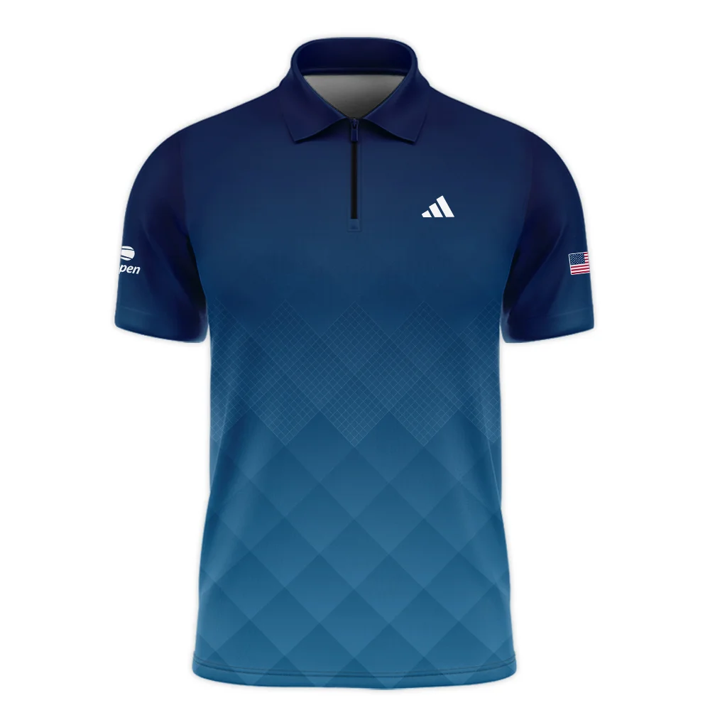 Adidas Blue Abstract Background US Open Tennis Champions Zipper Polo Shirt  ZPL1180