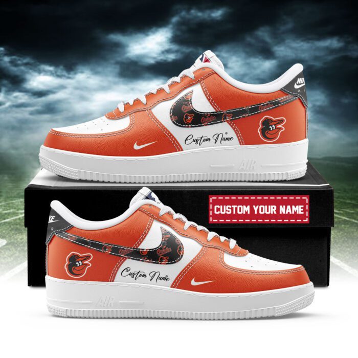 Baltimore Orioles MLB AF1 Sneakers Custom Name for Fans AFS1205
