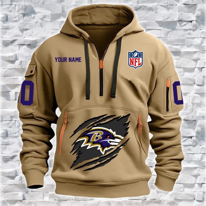 Baltimore Ravens NFL Personalized Quarter Zip Hoodie For Fan QZH1051