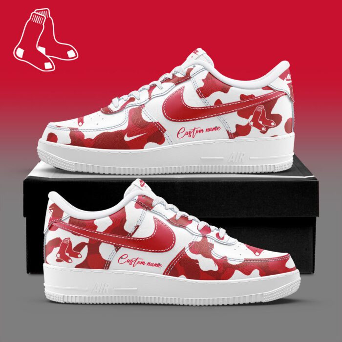 Boston Red Sox MLB Camo Personalized AF1 Shoes AFS1234