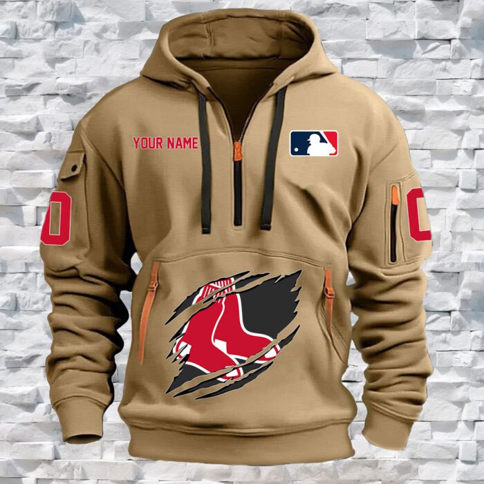 Boston Red Sox MLB Personalized Quarter Zip Hoodie For Fan QZH1021
