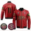 Brandon Aiyuk 11 49ers Flex Base Gold Bomber Jacket Black Red