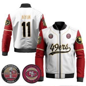 Brandon Aiyuk 11 49ers Flex Base Gold Bomber Jacket Color