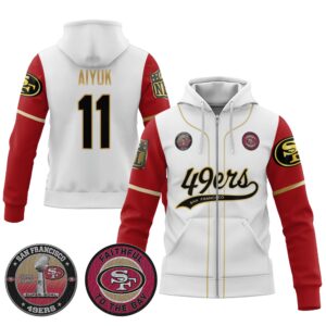 Brandon Aiyuk 11 49ers Flex Base Gold Unisex Zip Hoodie Color