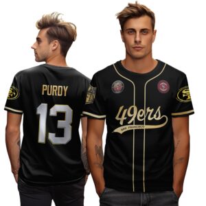 Brock Purdy 13 49ers Flex Base Gold Unisex T-Shirt Black Limited