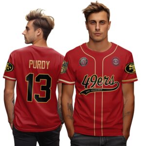 Brock Purdy 13 49ers Flex Base Gold Unisex T-Shirt Black Red