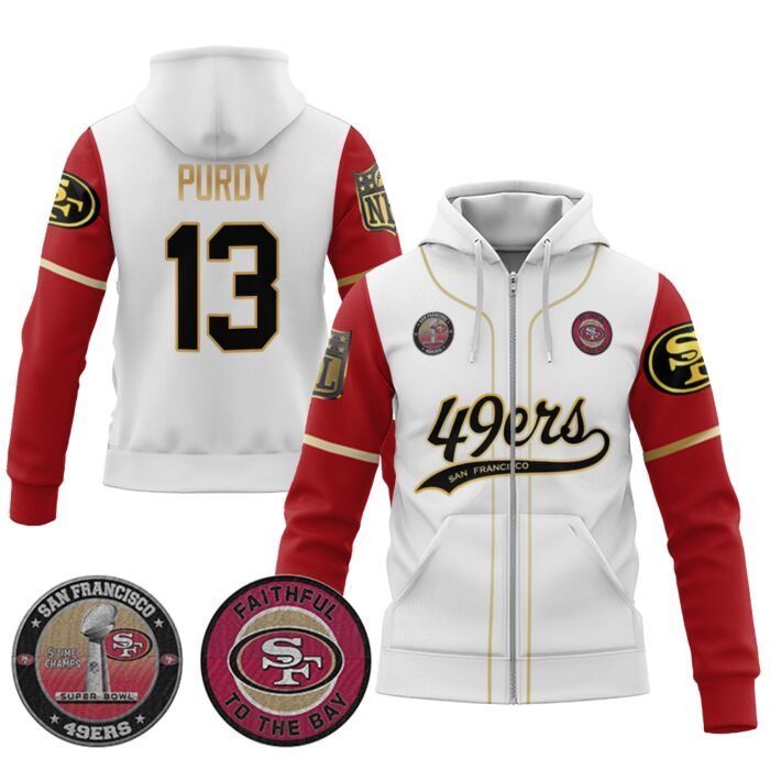 Brock Purdy 13 49ers Flex Base Gold Unisex Zip Hoodie Color