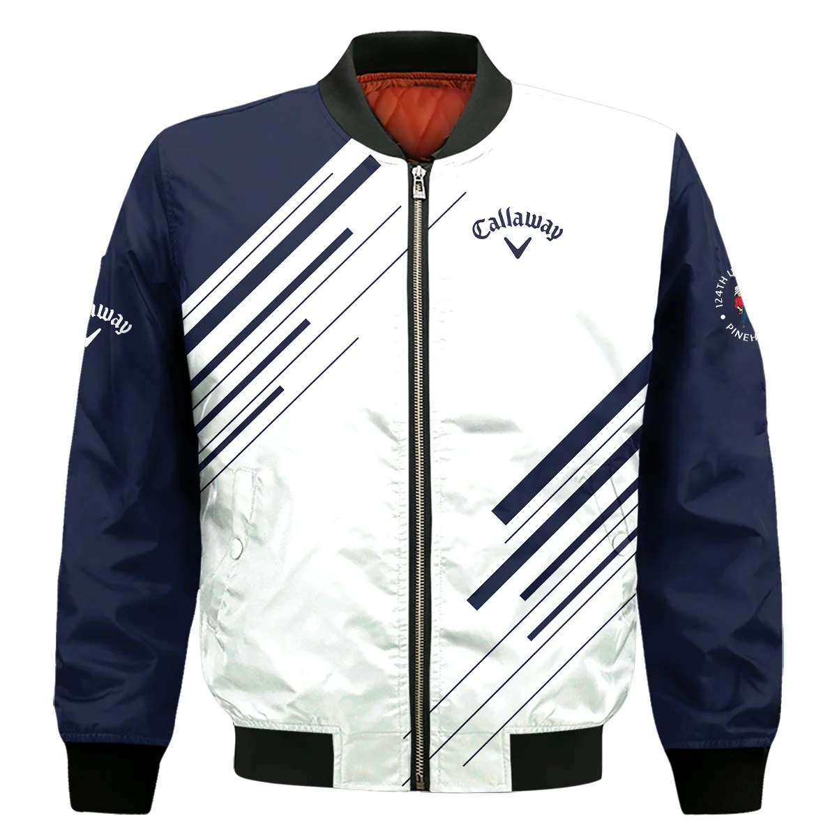 Callaway 124th U.S. Open Pinehurst Golf Bomber Jacket Striped Pattern Dark Blue White Bomber Jacket GBJ1322