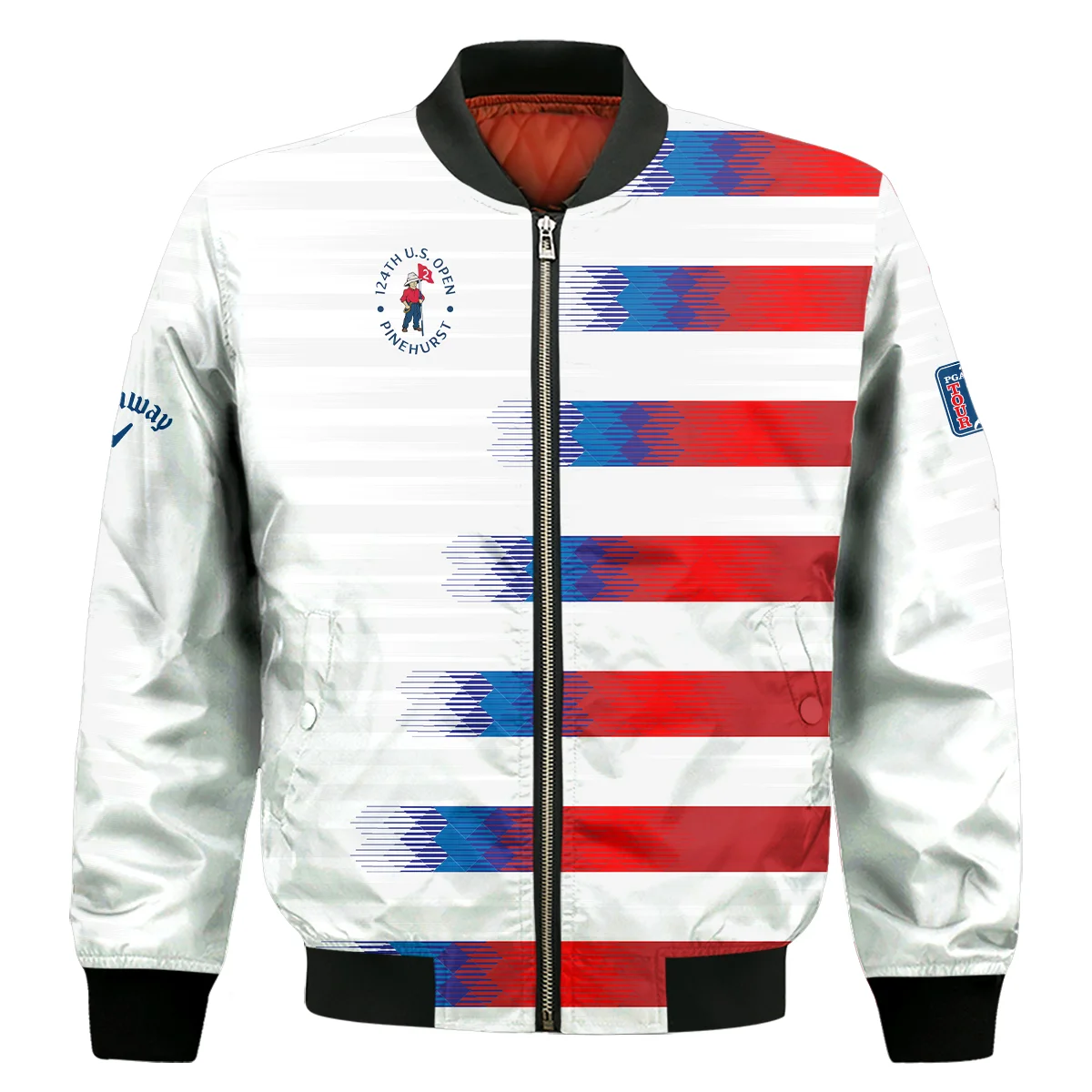 Callaway 124th U.S. Open Pinehurst Golf Sport Bomber Jacket Blue Red White Abstract Bomber Jacket GBJ1340