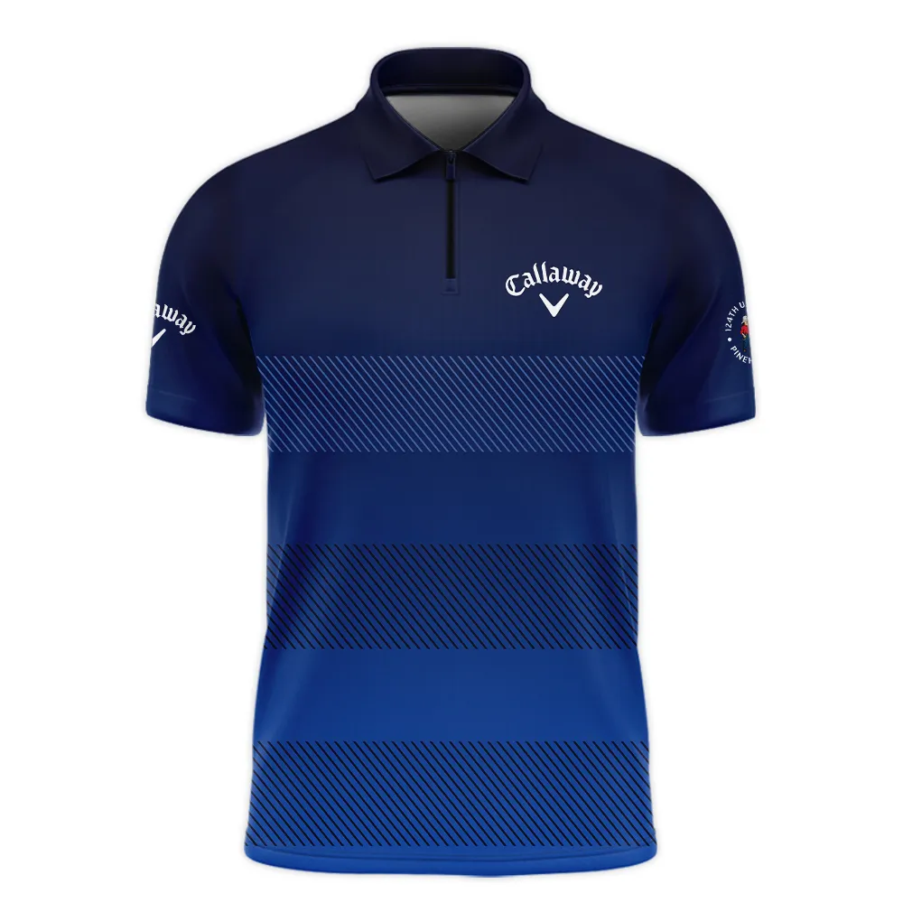 Callaway 124th U.S. Open Pinehurst Zipper Polo Shirt Sports Dark Blue Gradient Striped Pattern ZPL1923