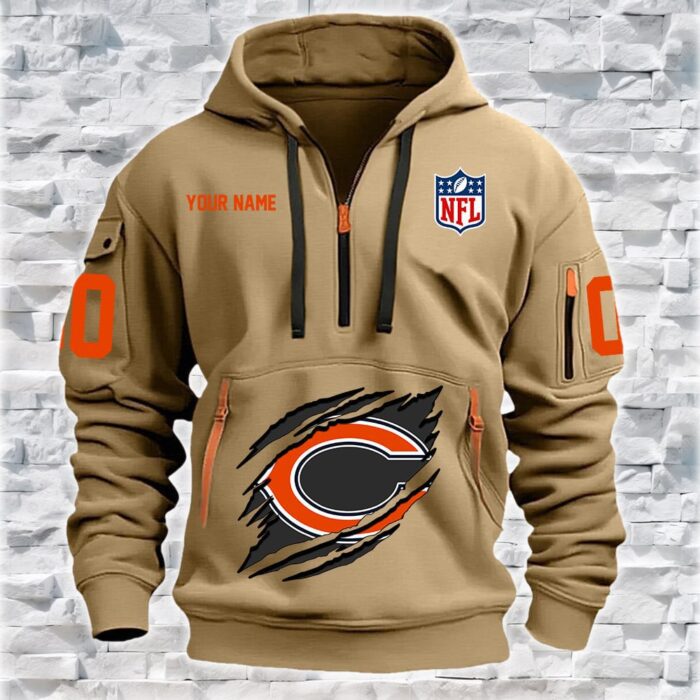 Chicago Bears NFL Personalized Quarter Zip Hoodie For Fan QZH1052