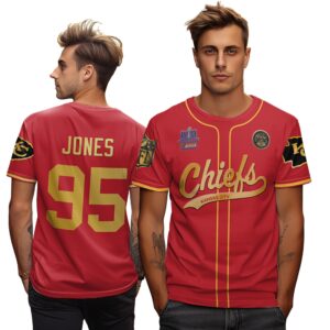 Chris Jones 95 Chiefs Super Bowl LVIII 2024 Champion Classic Red Gold Unisex T-Shirt