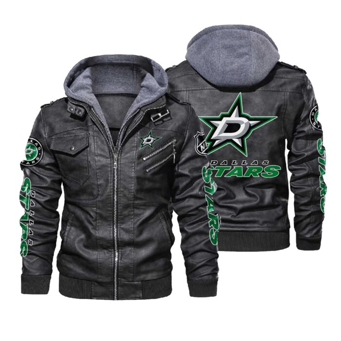Dallas Stars Black Brown Leather Jacket LIZ208