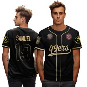 Deebo Samuel 19 49ers Flex Base Gold Unisex T-Shirt Black Gold