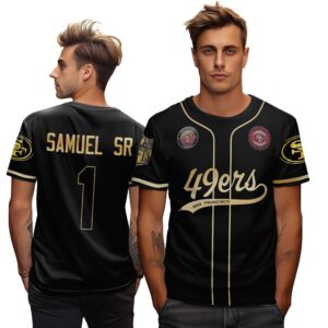 Deebo Samuel Sr 1 49ers Flex Base Gold Unisex T-Shirt Black Gold