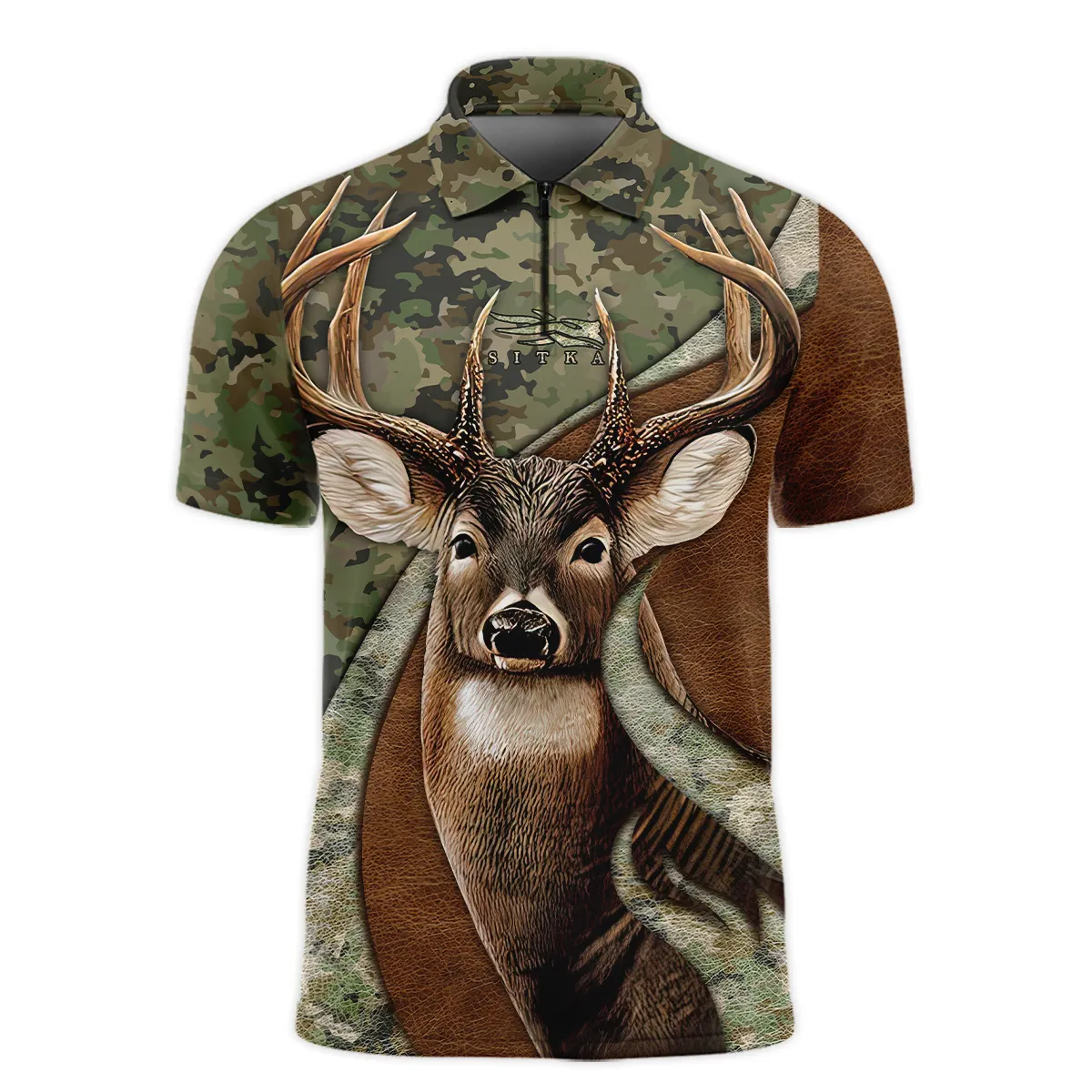 Deer Hunting Camo Sitka Gear Zipper Polo Shirt  ZPL1133