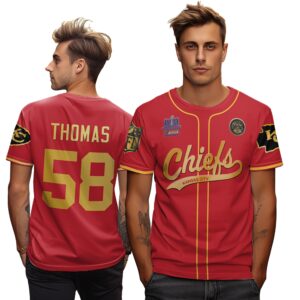 Derrick Thomas 58 Chiefs Super Bowl LVIII 2024 Champion Classic Red Gold Unisex T-Shirt