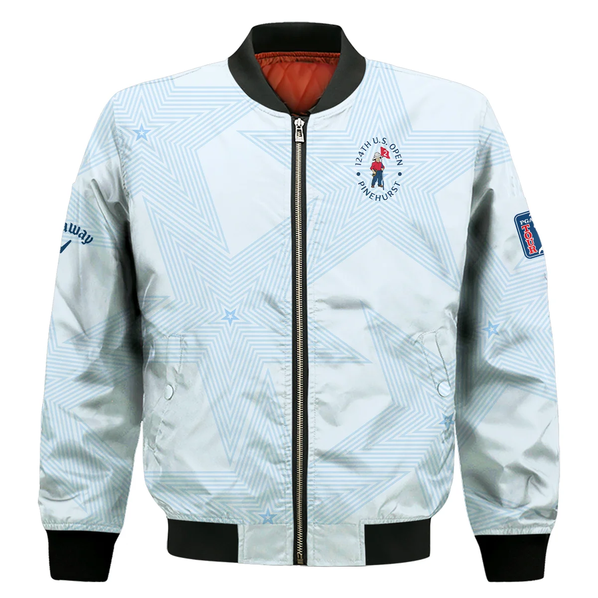 Golf 124th U.S. Open Pinehurst Callaway Bomber Jacket Stars Light Blue Golf Sports Bomber Jacket GBJ1326