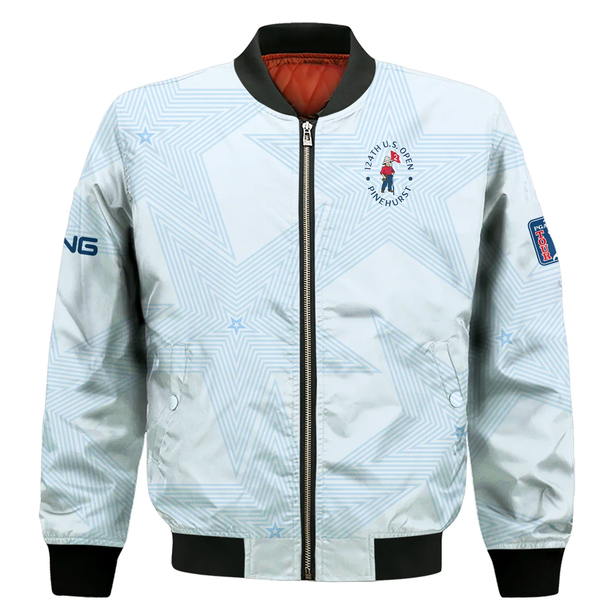 Golf 124th U.S. Open Pinehurst Ping Bomber Jacket Stars Light Blue Golf Sports Bomber Jacket GBJ1323