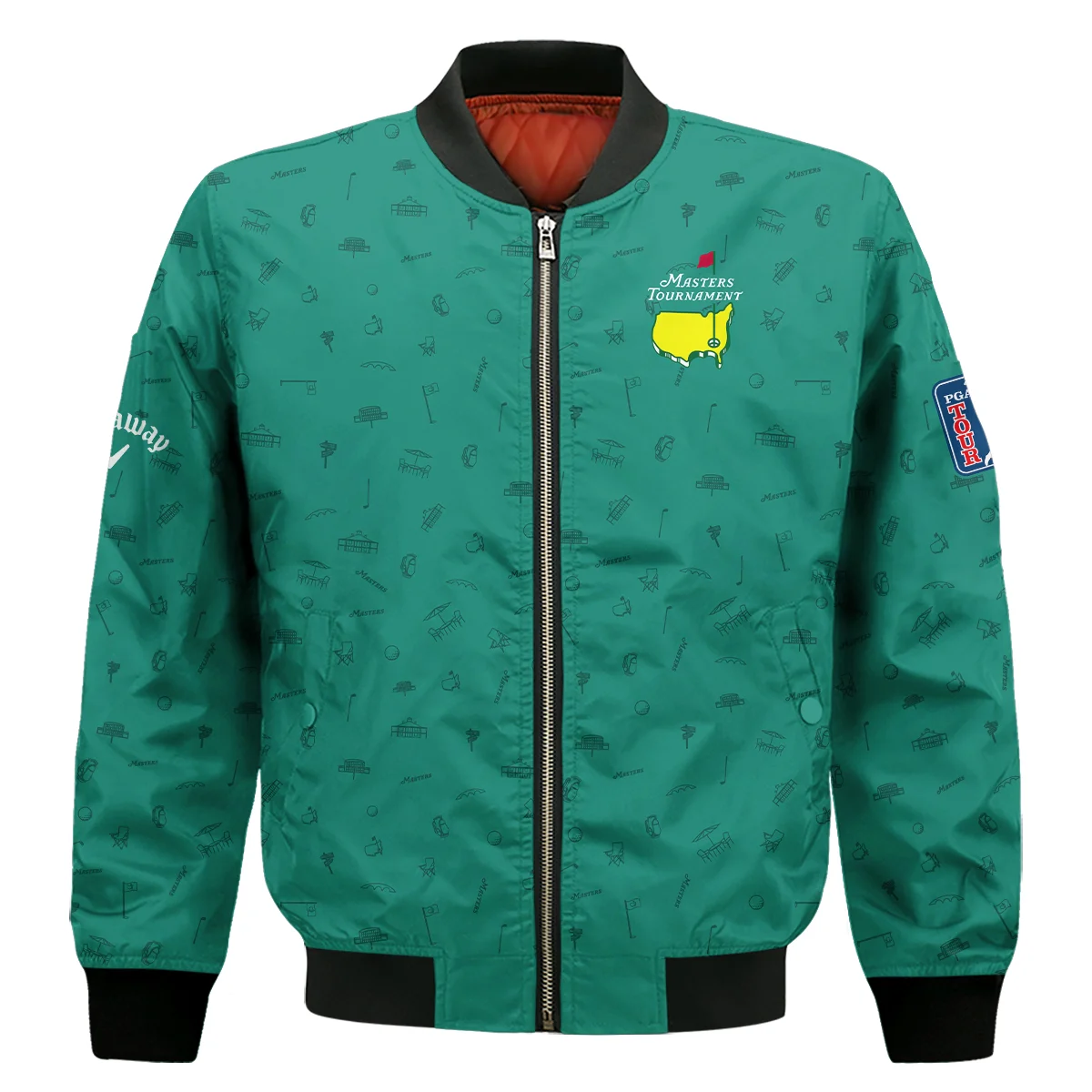 Golf Masters Tournament Callaway Bomber Jacket Augusta Icons Pattern Green Golf Sports Bomber Jacket GBJ1319