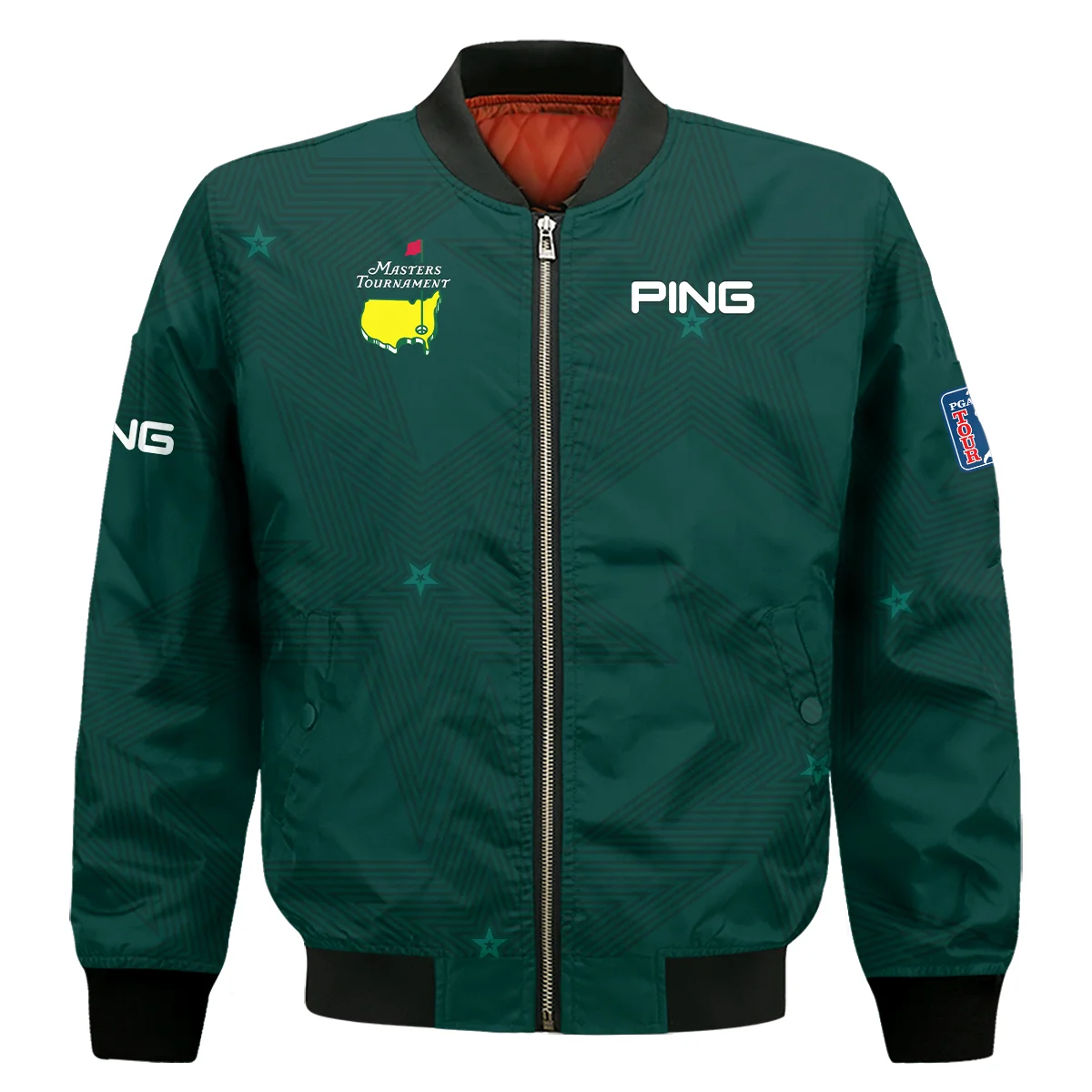 Golf Masters Tournament Ping Bomber Jacket Stars Dark Green Golf Sports Bomber Jacket GBJ1346