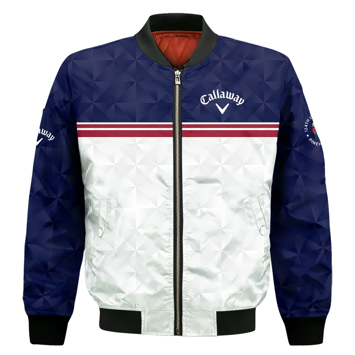 Golf Sport 124th U.S. Open Pinehurst Callaway Bomber Jacket Dark Blue White Abstract Geometric Triangles Bomber Jacket GBJ1347