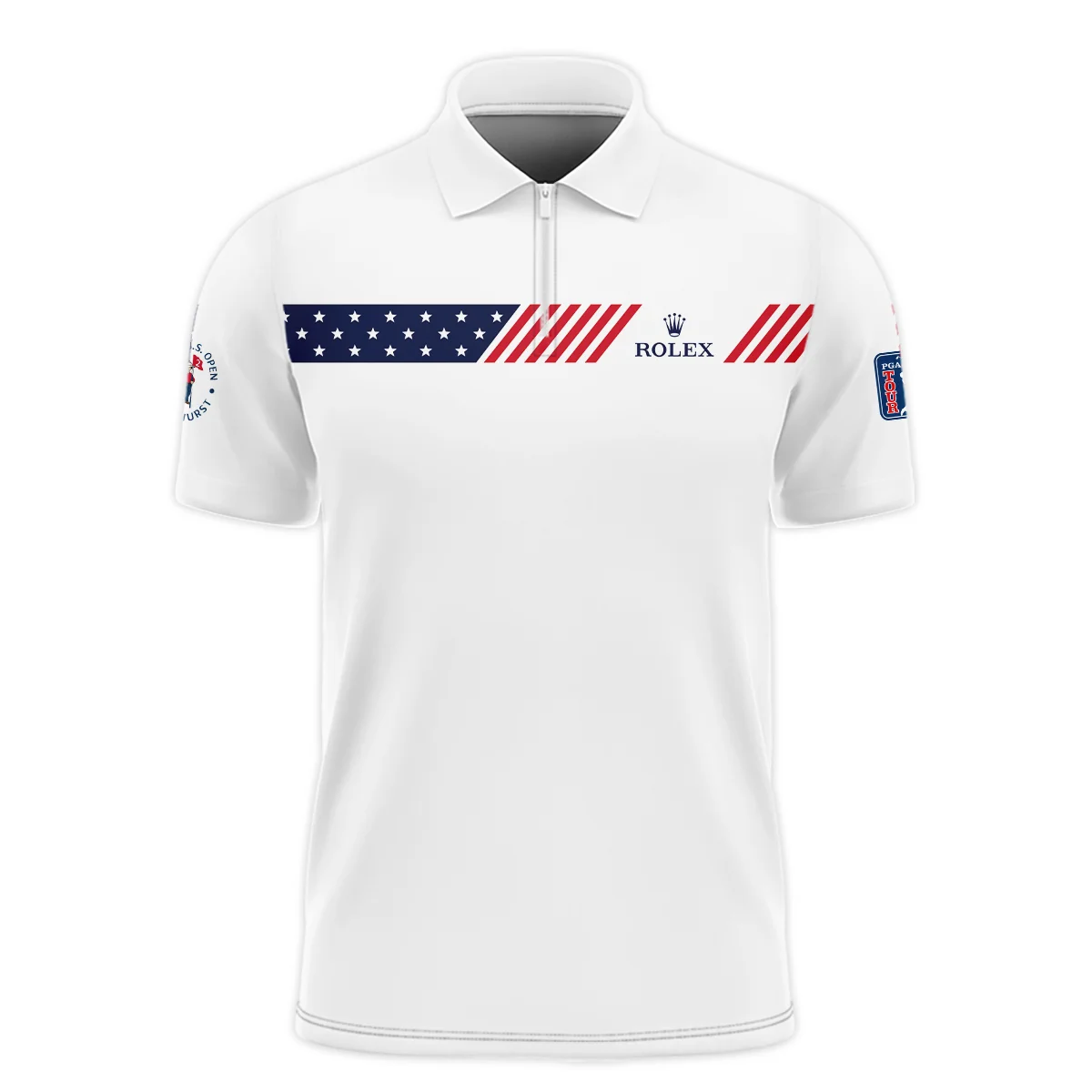 Golf Sport Flag American 124th U.S. Open Pinehurst Rolex Zipper Polo Shirt  ZPL1012