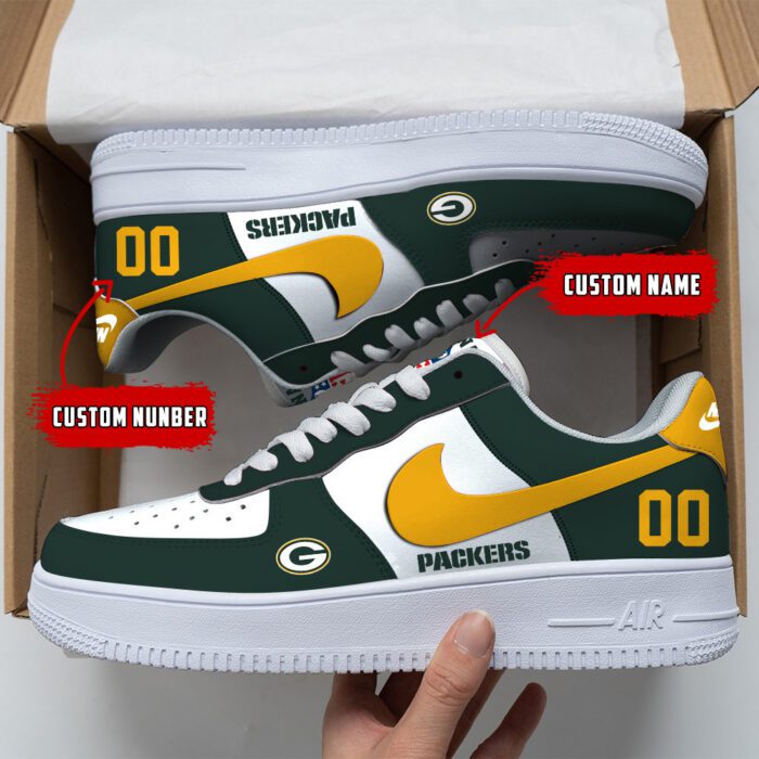 Green Bay Packers NFL Custom Name And Number Air Force Sneakers AF1 Limited Shoes AFS1045