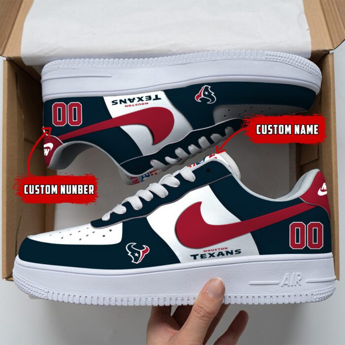 Houston Texans NFL Custom Name And Number Air Force Sneakers AF1 Limited Shoes AFS1044